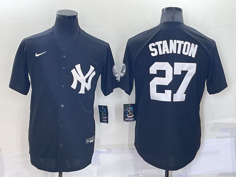 Men New York Yankees #27 Stanton Black Throwback 2022 Nike MLB Jersey->chicago bears->NFL Jersey